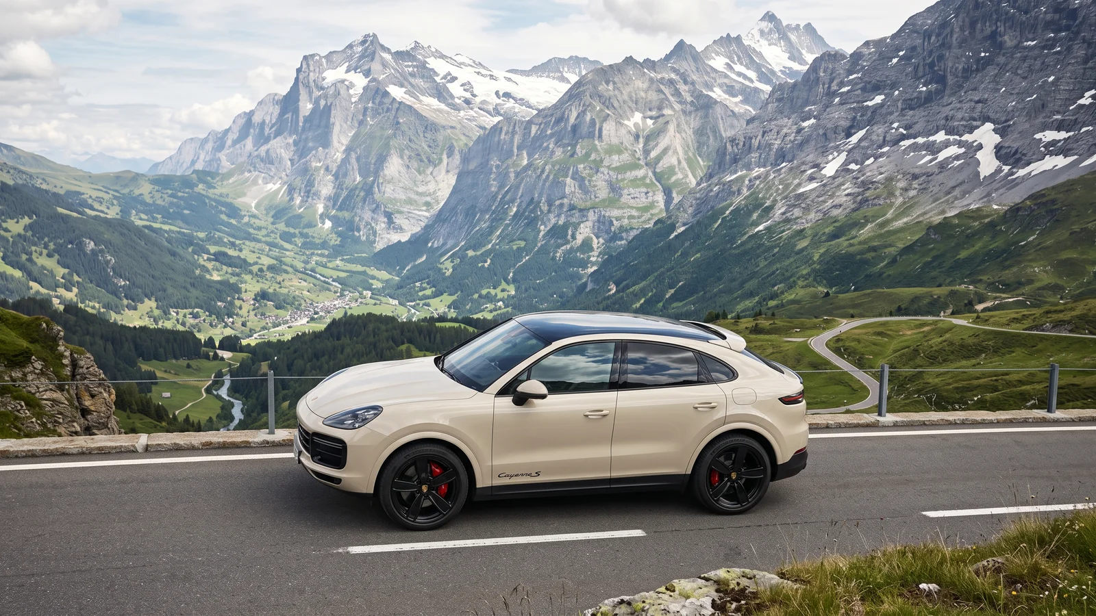 Cayenne on an alpine road