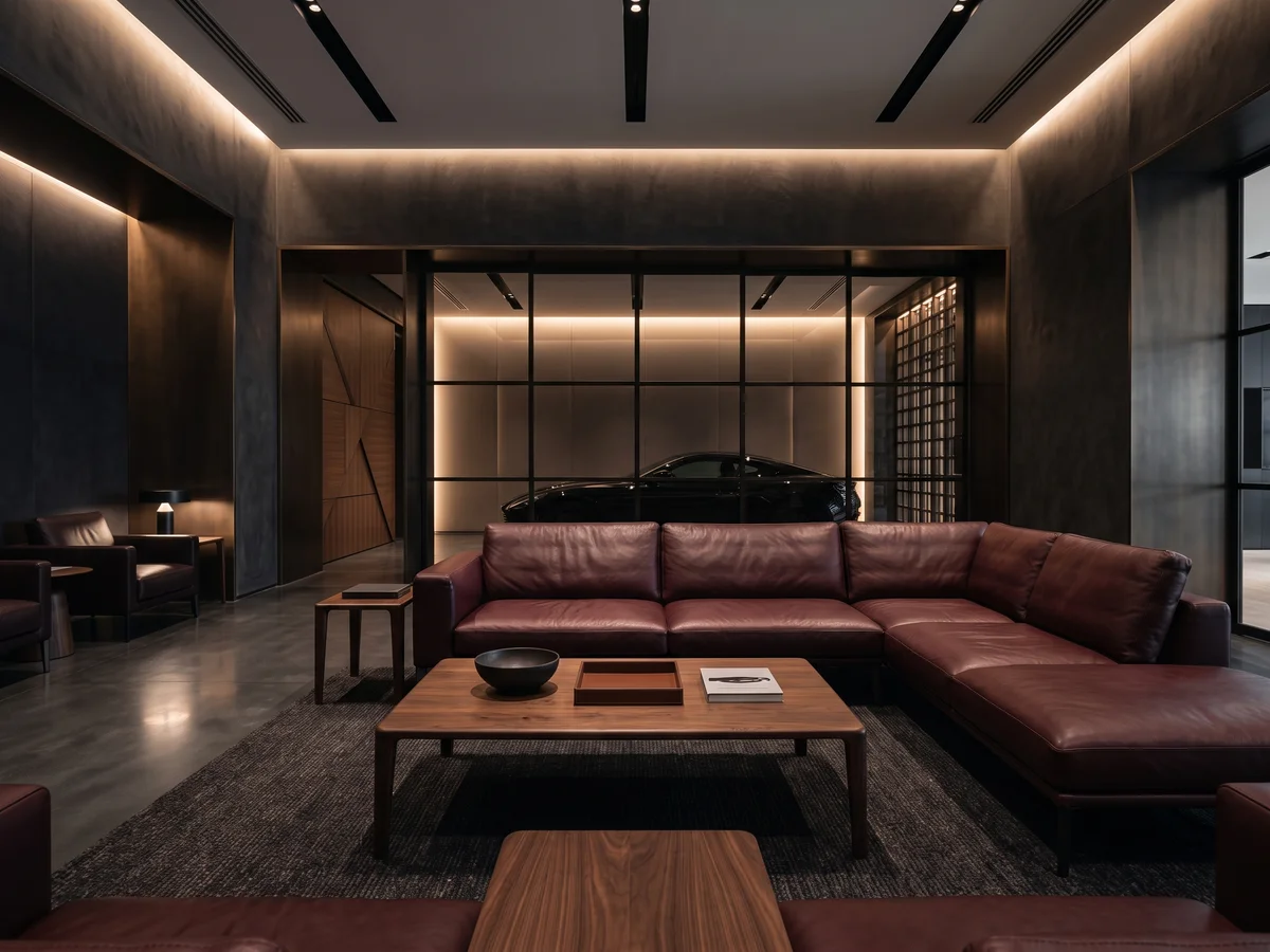 Interior lounge of a driving experience centre