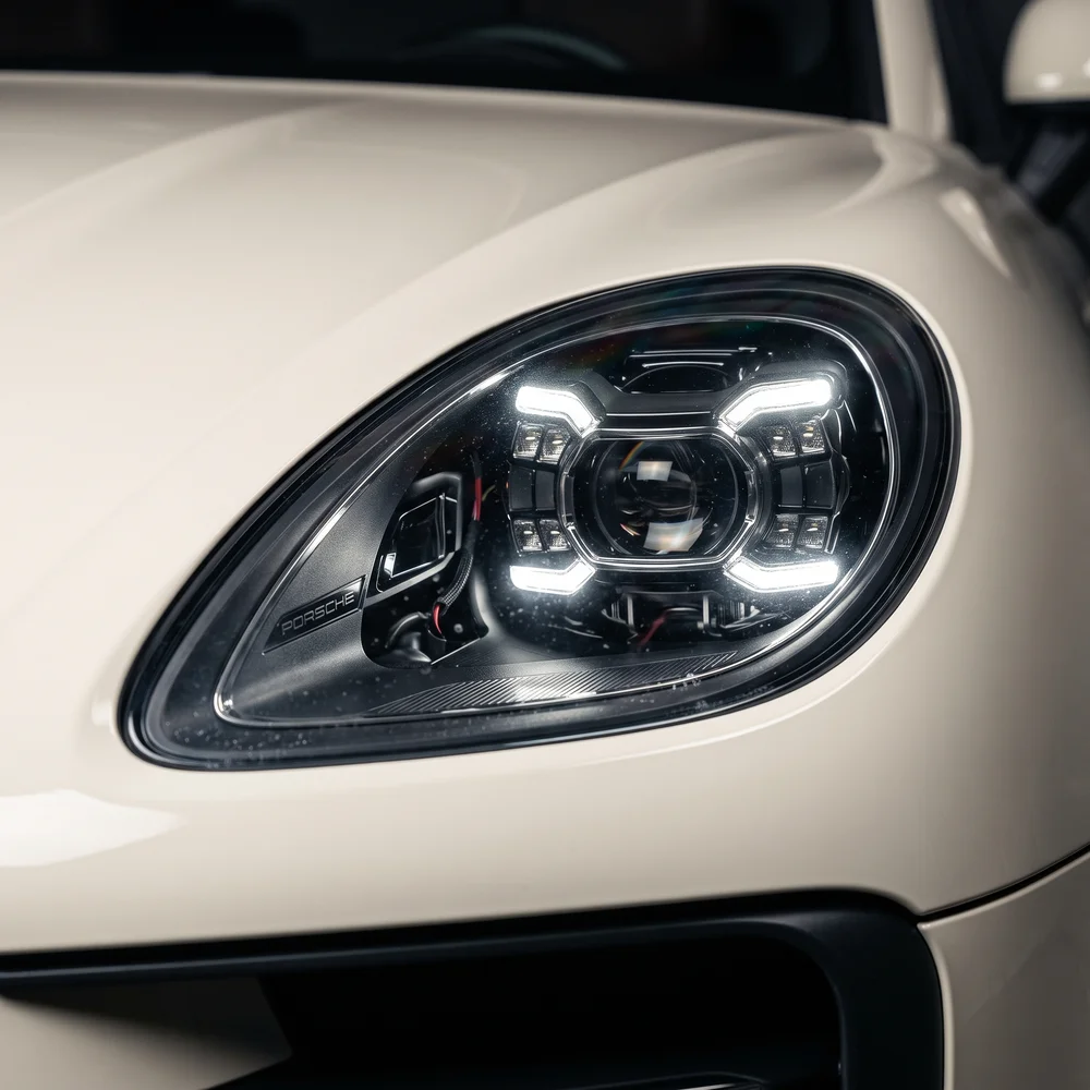 Close-up of the Macan headlight