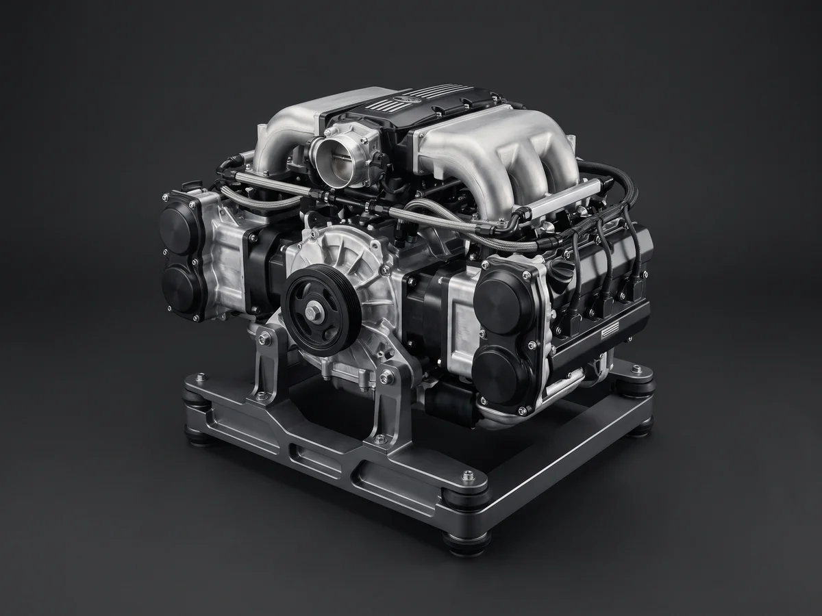 Flat-six engine on a stand